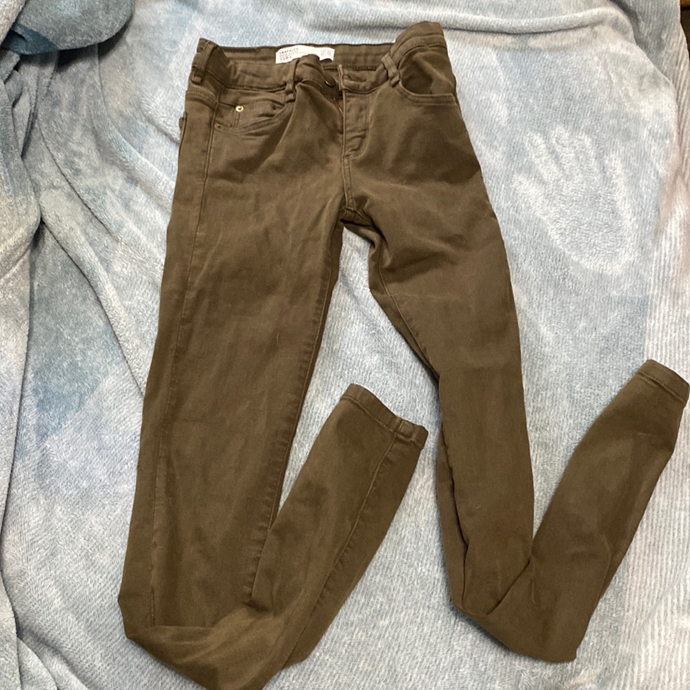 Zara army green skinny jeans